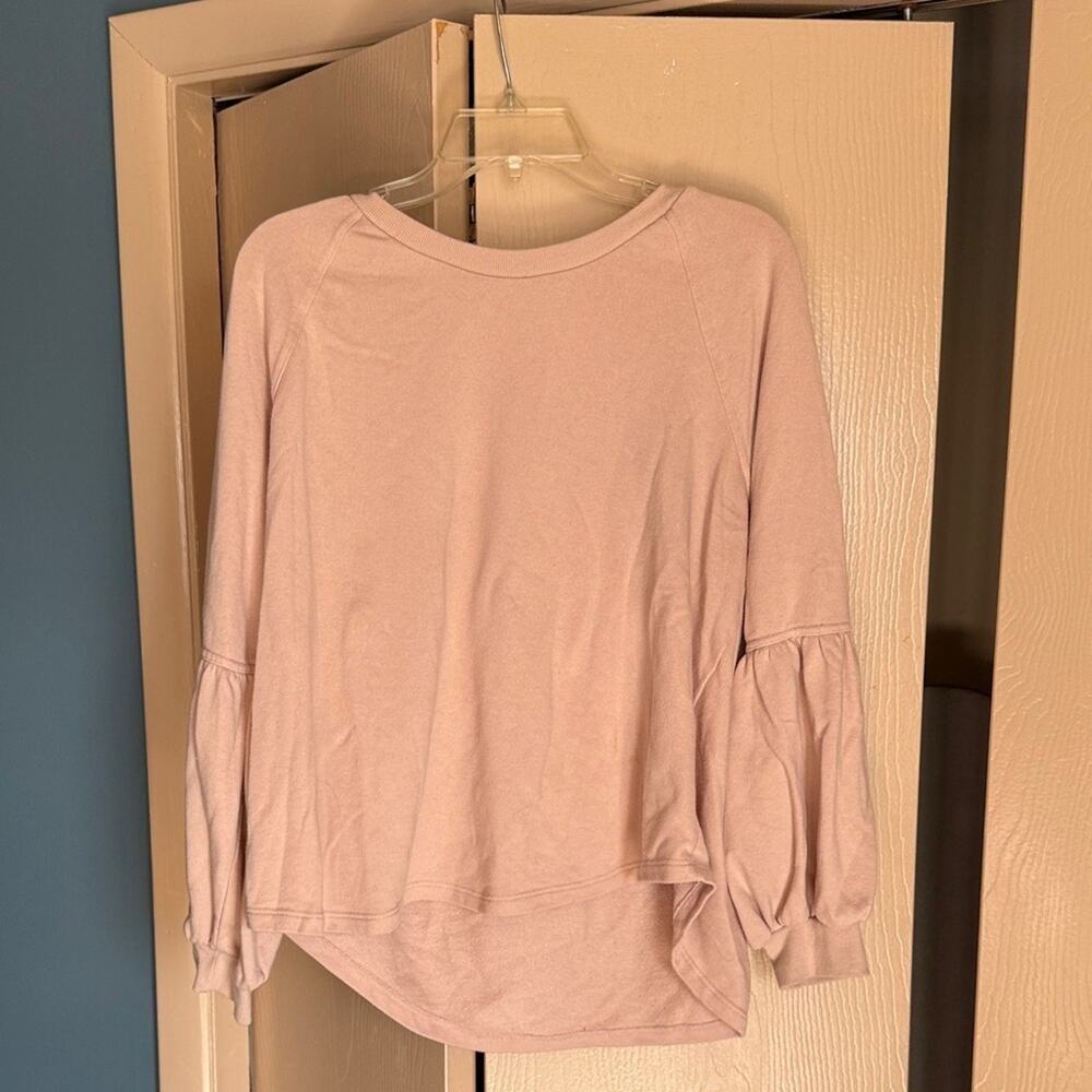 Pink Bell Sleeve Hi/lo sweatshirt